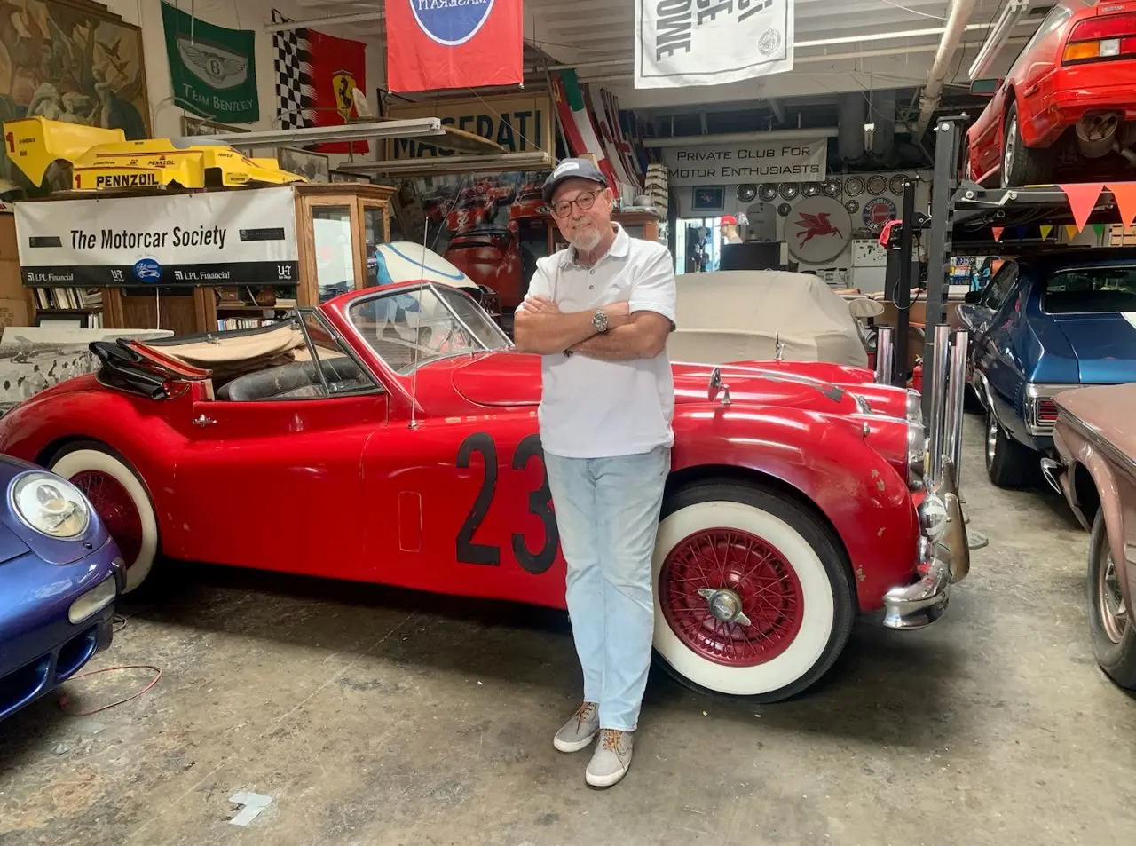 Motorcar Society founder Barnaby Brokaw with the Jaguar he tracked for nearly 25 years before acquiring it. Photograph courtesy Barnaby Brokaw.